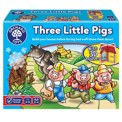 Orchard Toys Three Little Pigs Board Game -  Build your houses before the big bad wolf tries to blow them down! Say It Baby Gifts