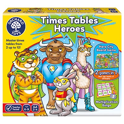 Orchard Toys Times Tables Heroes  - practice times tables from 2 to 12 in a fun way with this super imaginative, super hero board game!