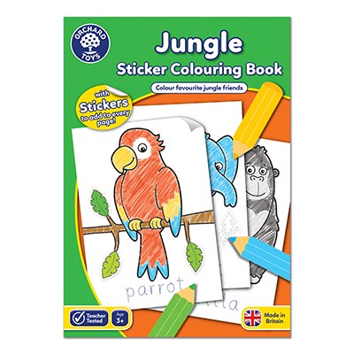 Orchard Toys Jungle Colouring Book -  a 24-page animal sticker colouring activity book.