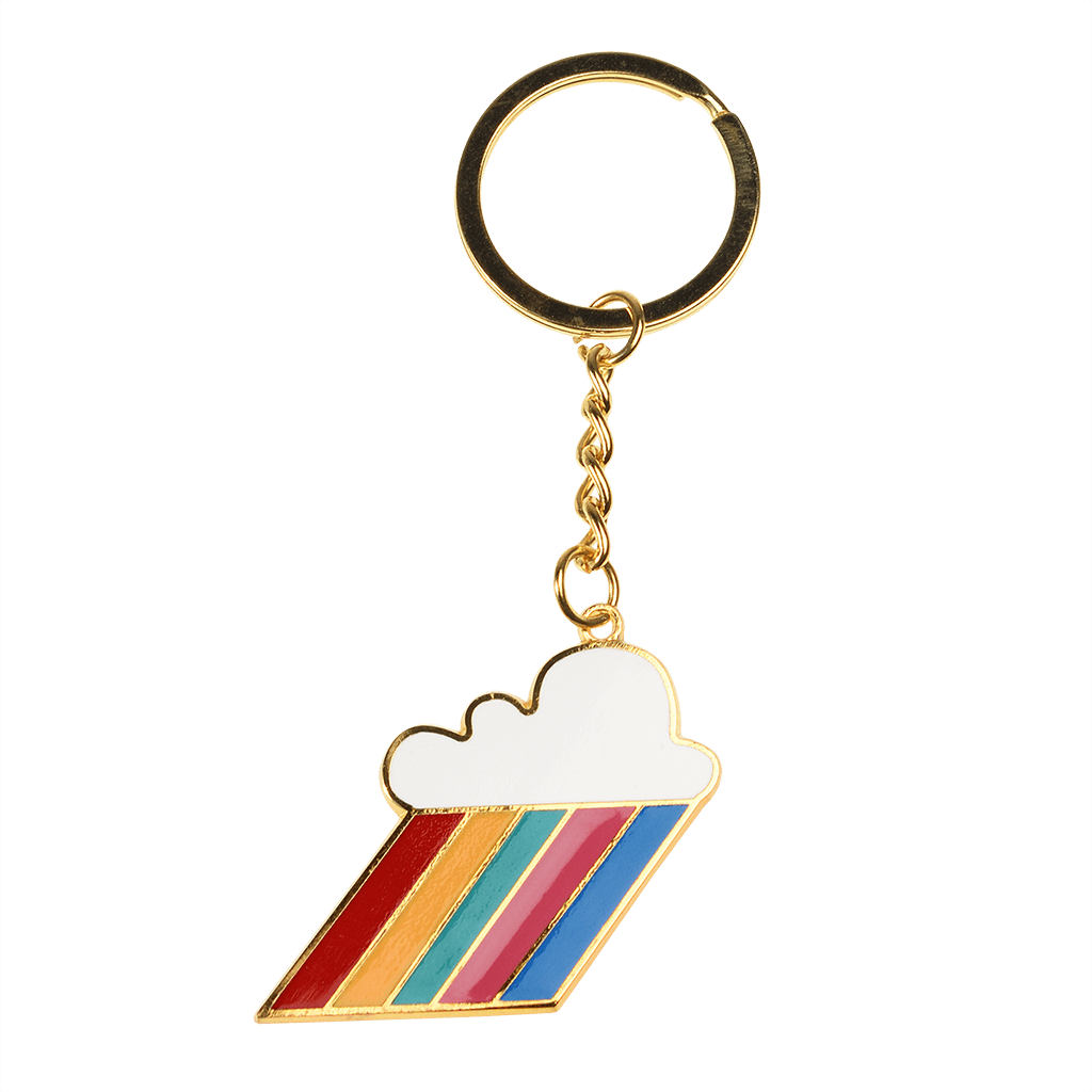 Rex London Cloud Burst Key Ring. This retro style metal keyring is in the shape of a cloud with rainbow-coloured beams - a great gift to brighten up any set of keys! Sold by Say It Baby Gifts