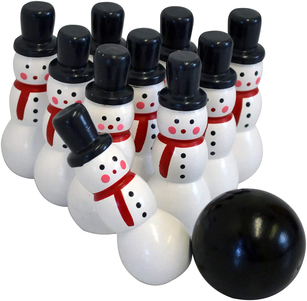 Snowman Bowling - Wooden Table Skittles